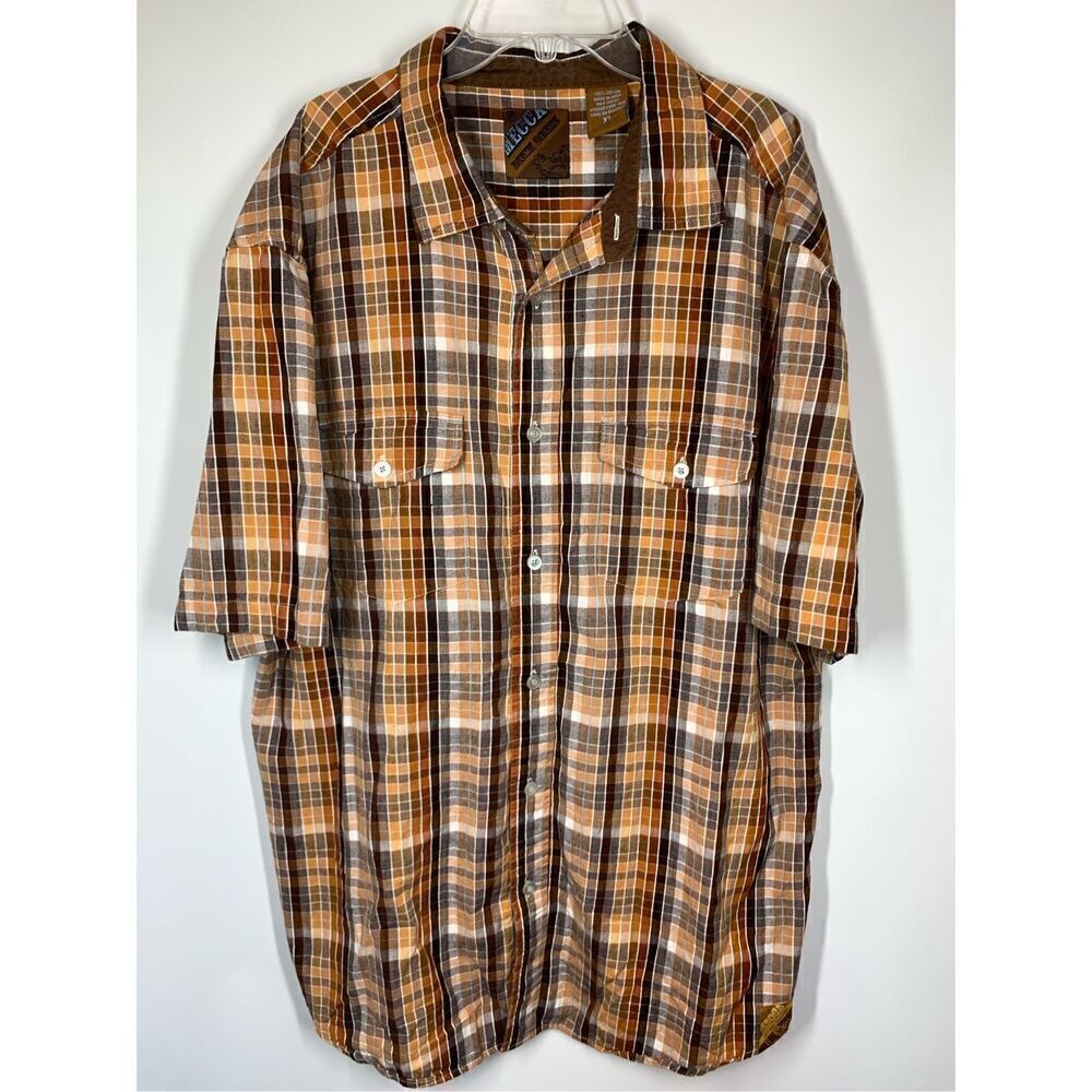 Mecca Men's Plaid Print Cotton Short Sleeve Button Down Shirt Multicolor Size XL